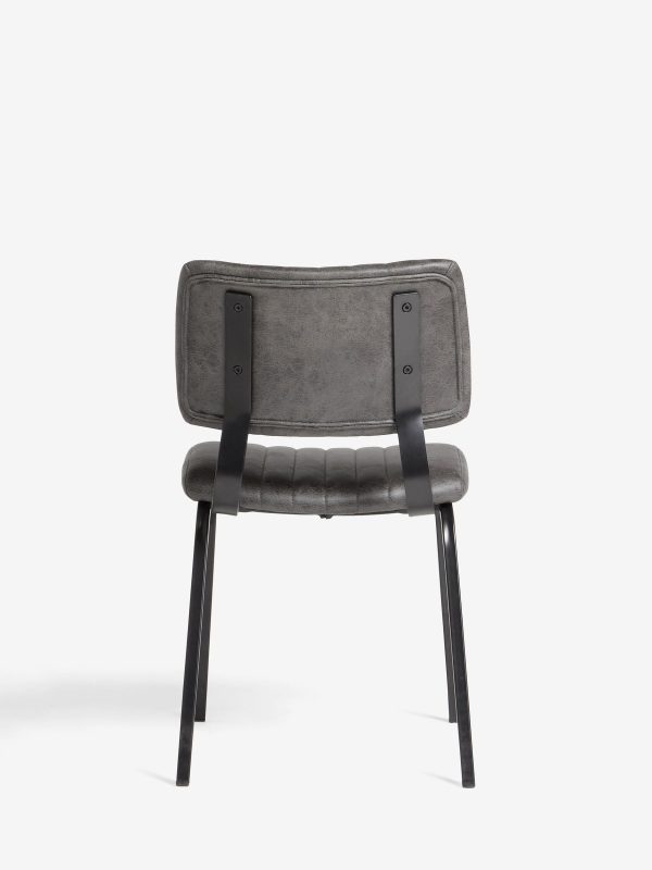 DESTINY283|Faux Leather Dark Grey Aiden Black Leg Dining Chairs - Image 5