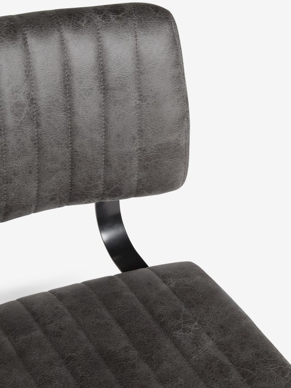 DESTINY283|Faux Leather Dark Grey Aiden Black Leg Dining Chairs - Image 6